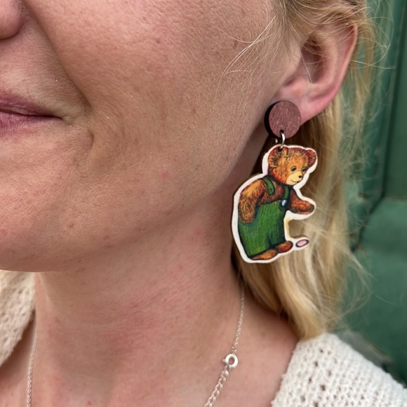 Don Freeman “ Corduroy” Book Character Earrings/ Teacher Earrings - Picture 3 of 9